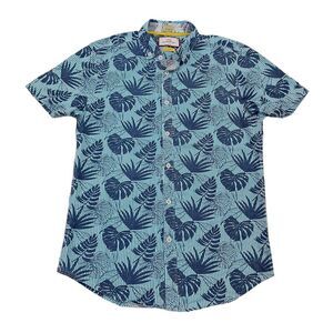 MTL Made To Live Shirt Youth Small Blue Tropical Print Button Up Slim Fit